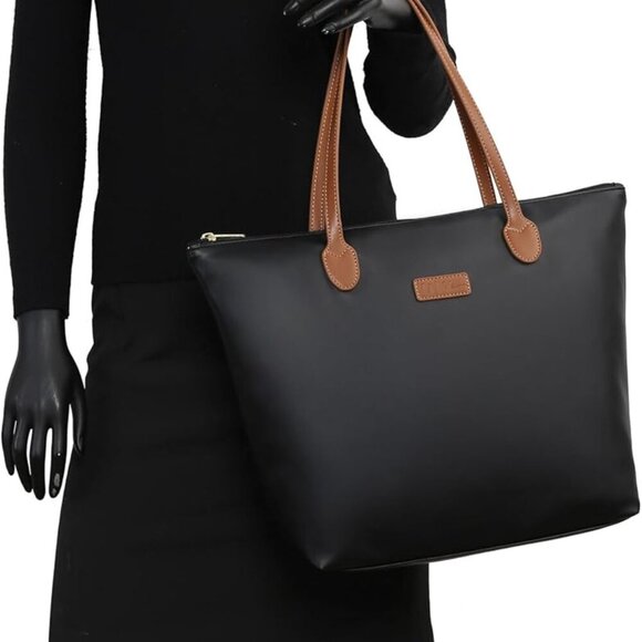 Leather Tote Bag Faux Water-Resistant Light Weight Large Capacity Handbag - Picture 5 of 5